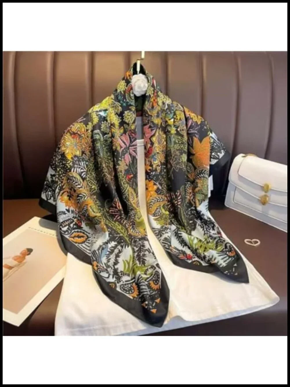 Large Silk Feeling Hair Scarf Bandanas for Women Elegant Silky Satin Neck